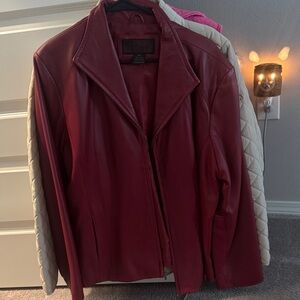 Elegant Red Leather Jacket for Women